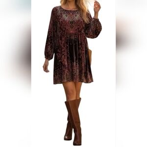 Free People Mirror Mirror Velvet Dress Size XL